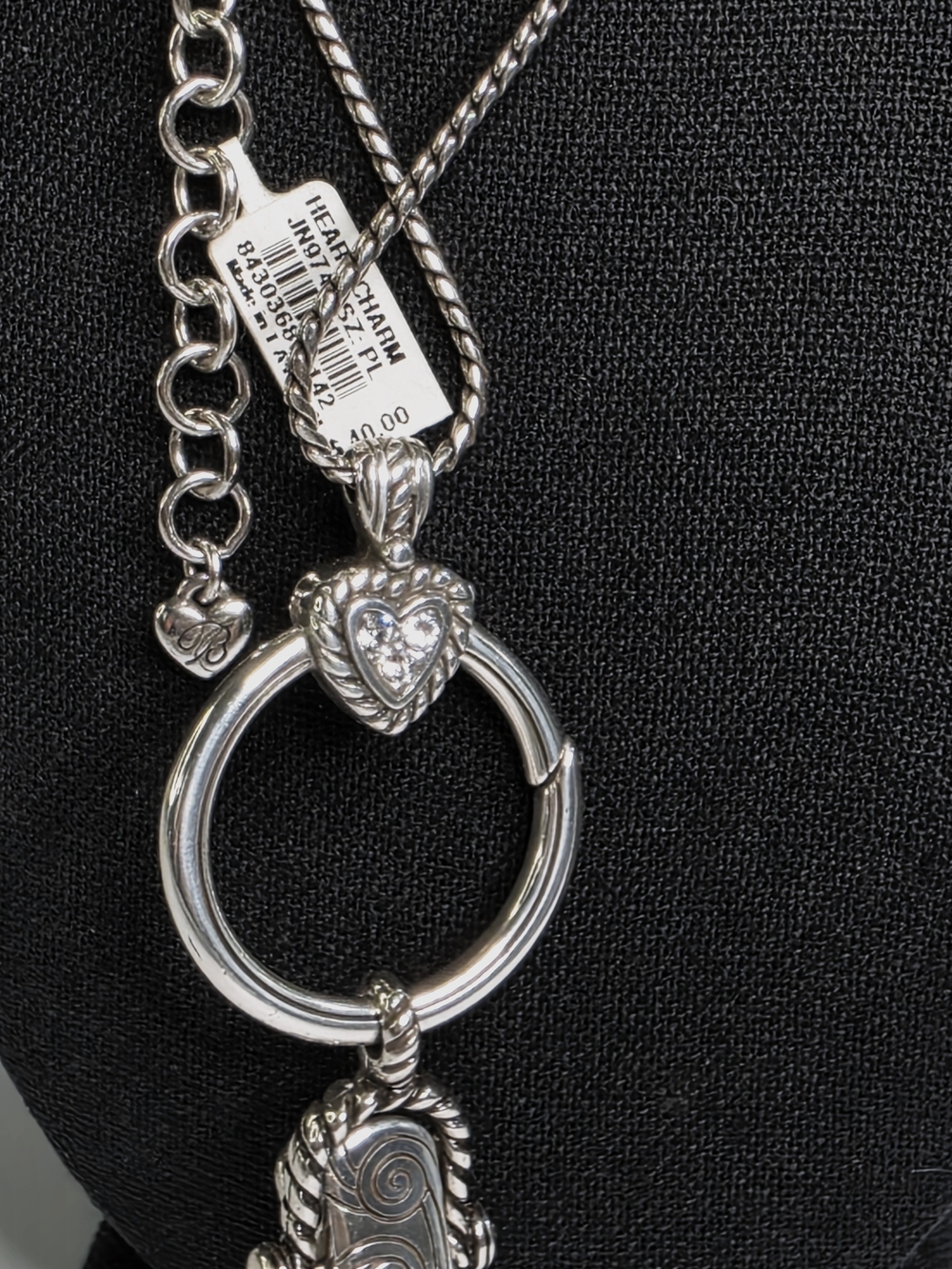 Brighton Silver-Tone Heart Accent Clip Necklace with Gold Detail-NWT - Picture 5 of 13